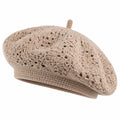 Béret taille unique en maille textile beige crochetée style décontracté