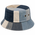 Chapeau bob taille unique en denim bleu et beige patchwork décontracté