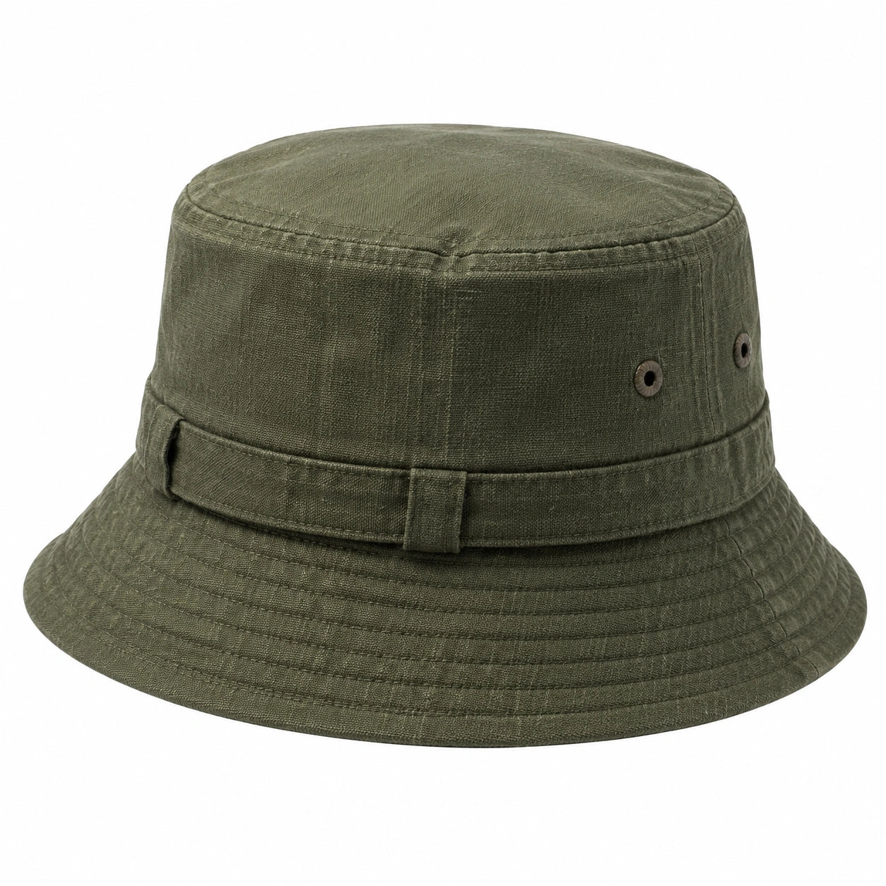 Chapeau bob taille unique en tissu vert kaki avec bande décorative style utilitaire