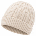 Bonnet taille unique en maille ivoire à revers torsadé pour hiver