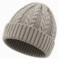Bonnet en maille taille unique gris à revers torsadé
