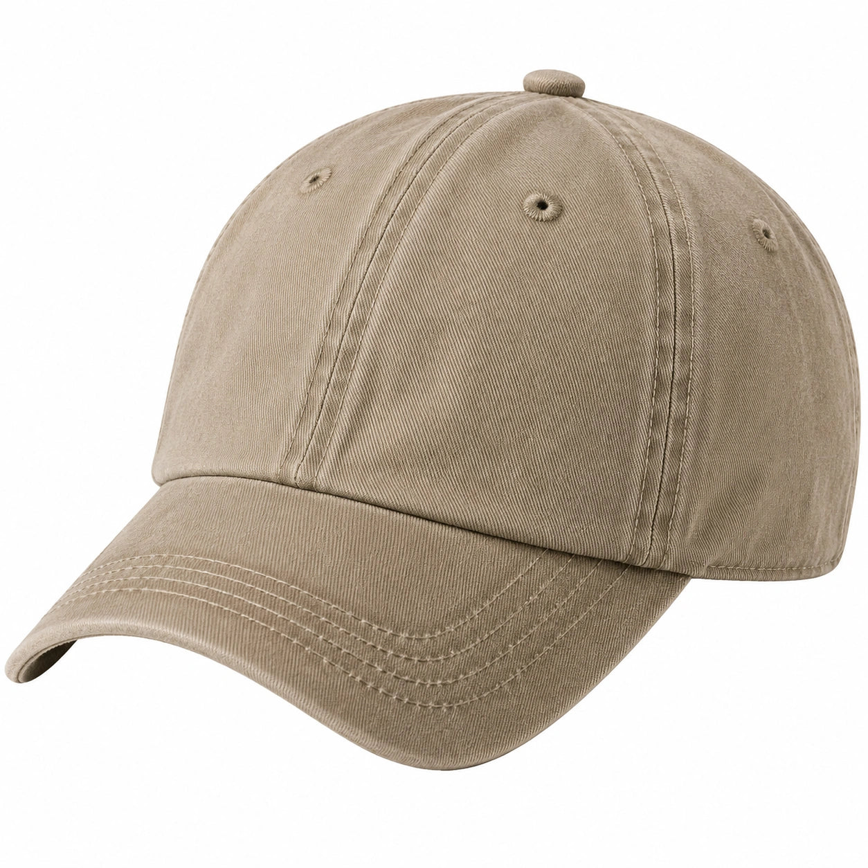 Casquette de baseball taille unique en coton beige à visière courbée