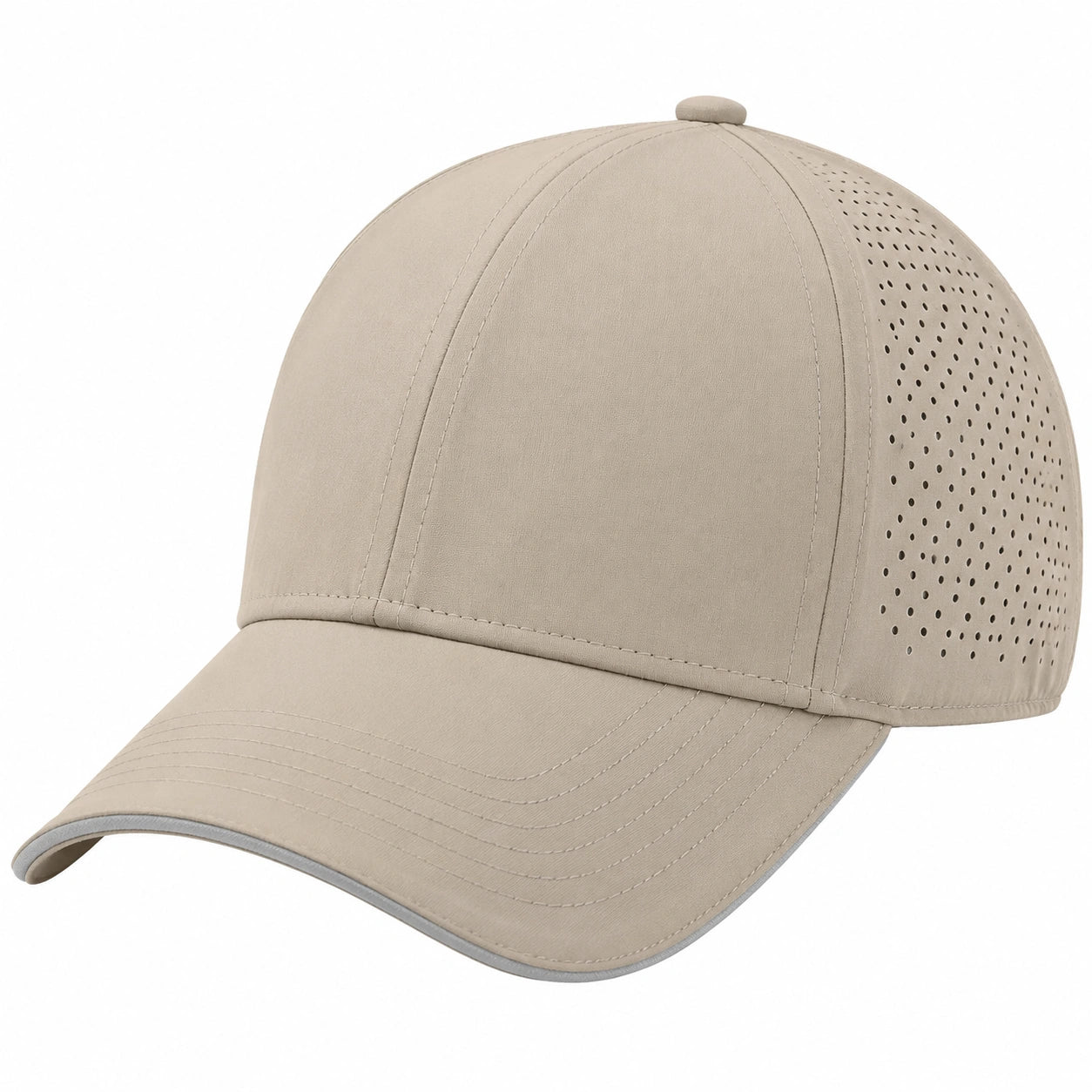 Casquette taille unique en tissu beige perforée respirante style baseball
