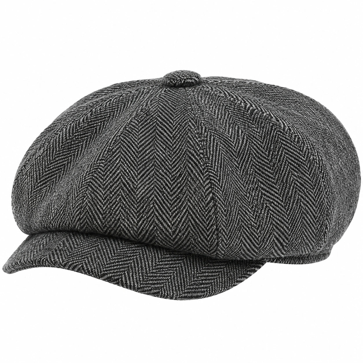 Casquette gavroche taille unique en tissu noir/gris à chevrons style urbain