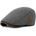 Casquette plate taille unique en tissu gris avec empiècements brun style classique