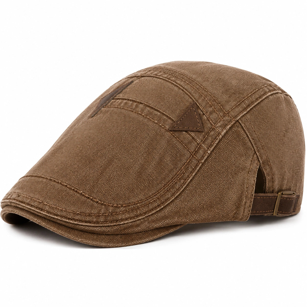 Casquette plate taille unique en tissu marron style vintage réglable