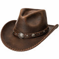 Chapeau cowboy taille unique brun en matière synthétique aspect cuir style western