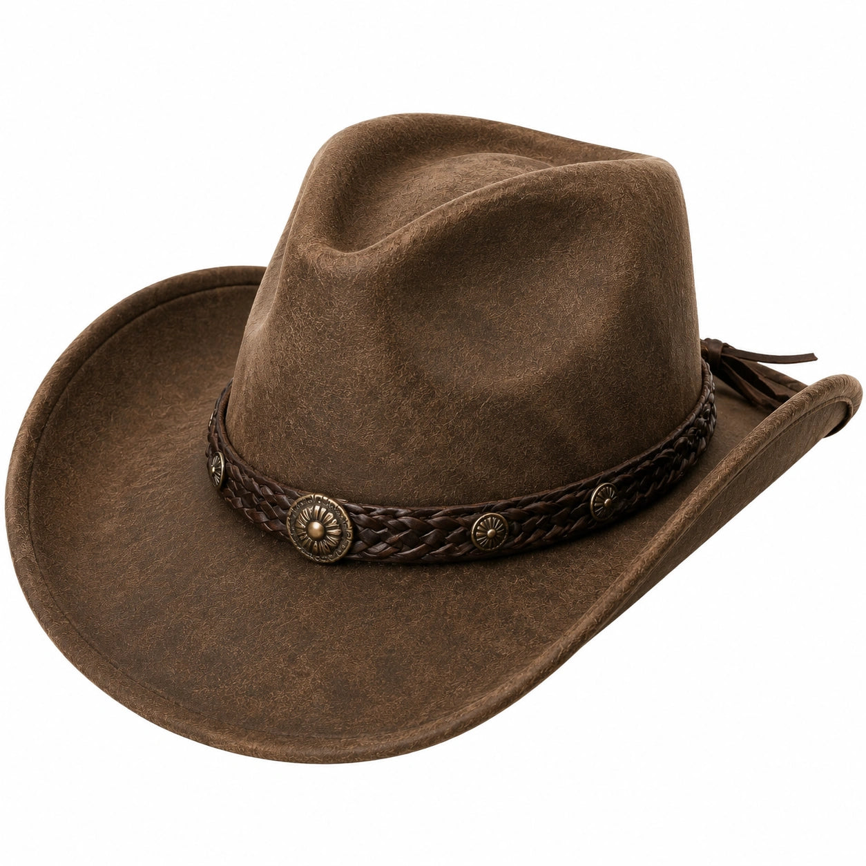 Chapeau cowboy taille unique marron aspect cuir style western