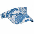 Visière taille unique textile bleu blanc imprimé feuilles protection solaire