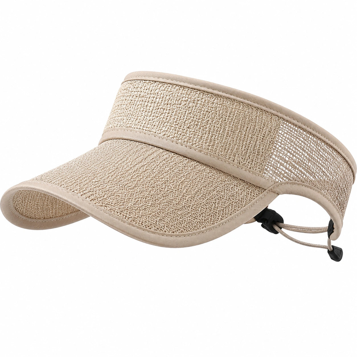 Visière taille unique en fibres tressées beige réglable