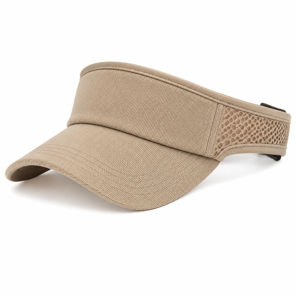 Visière de sport taille unique en textile beige réglable avec maille respirante